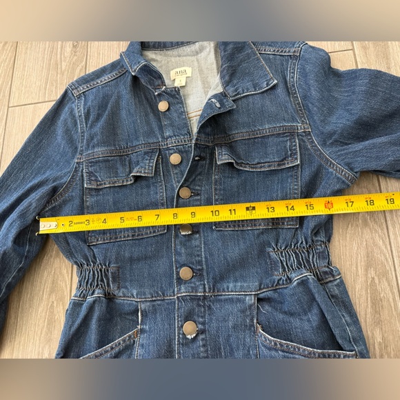 a.n.a|Jean long sleeve full length jumpsuit,Dark Denim,button down•cinched waist - Picture 8 of 12